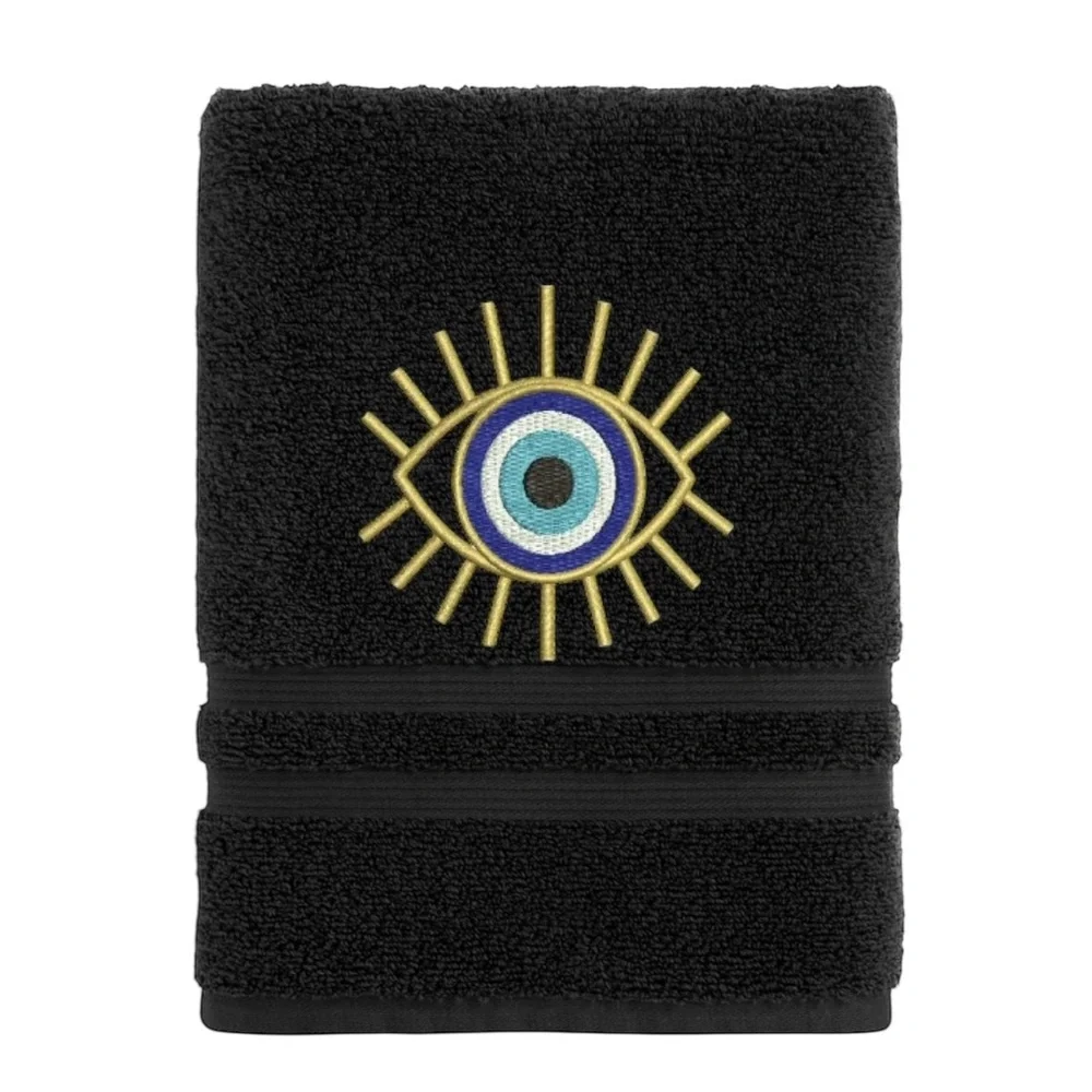 Hand Evil Eye Embroidered Hand towel Pick one New Made to order Black